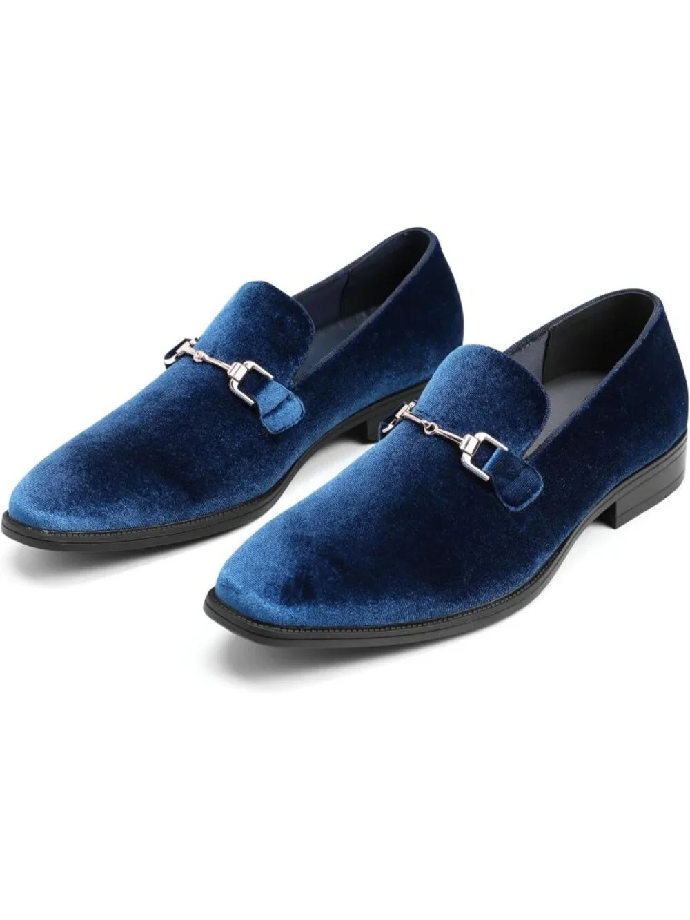 Men's Blue Velvet Business Party Prom Formal Dress Shoes Loafers